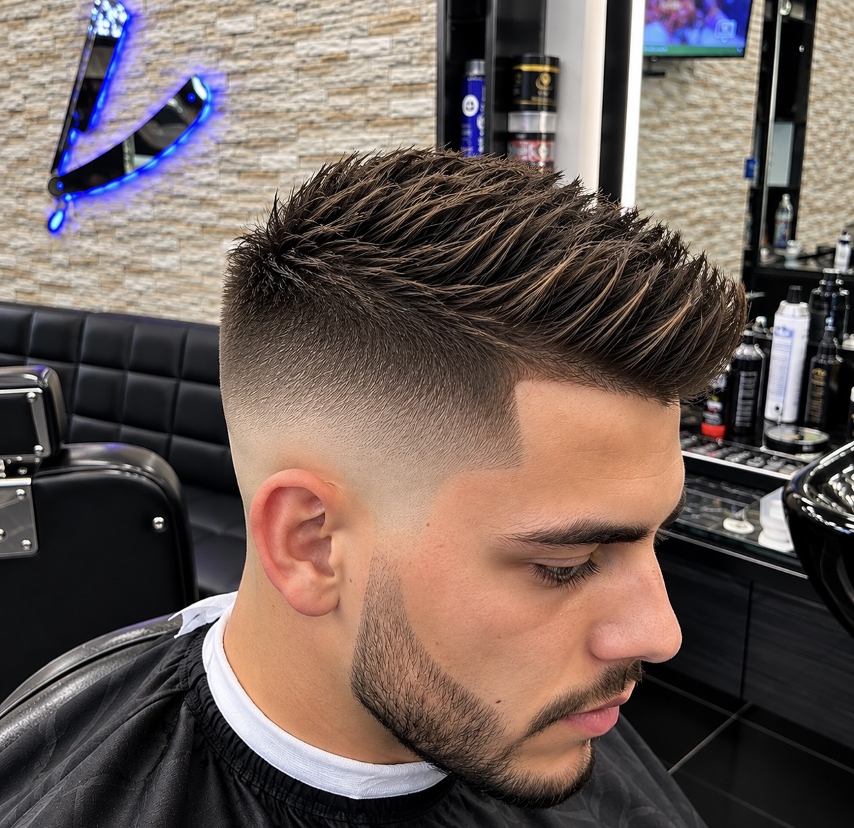 Sharp finished fade and styled haircut at Istanbul Turkish Barber